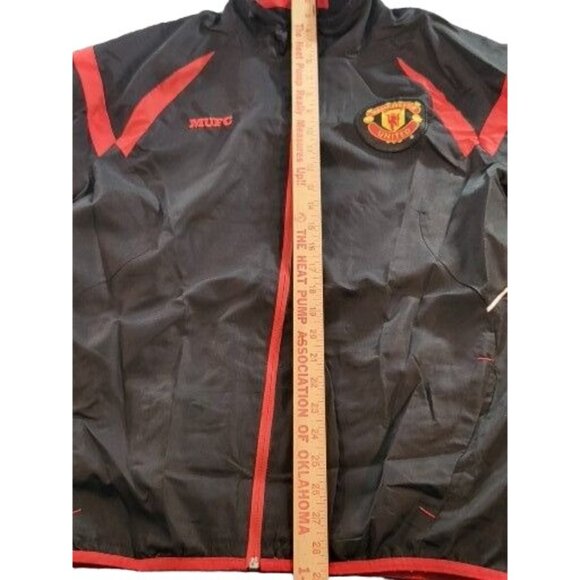 Manchester United Windbreaker Men Sz S MUFC Full Zip Black Red Soccer Sportswear - Picture 3 of 7